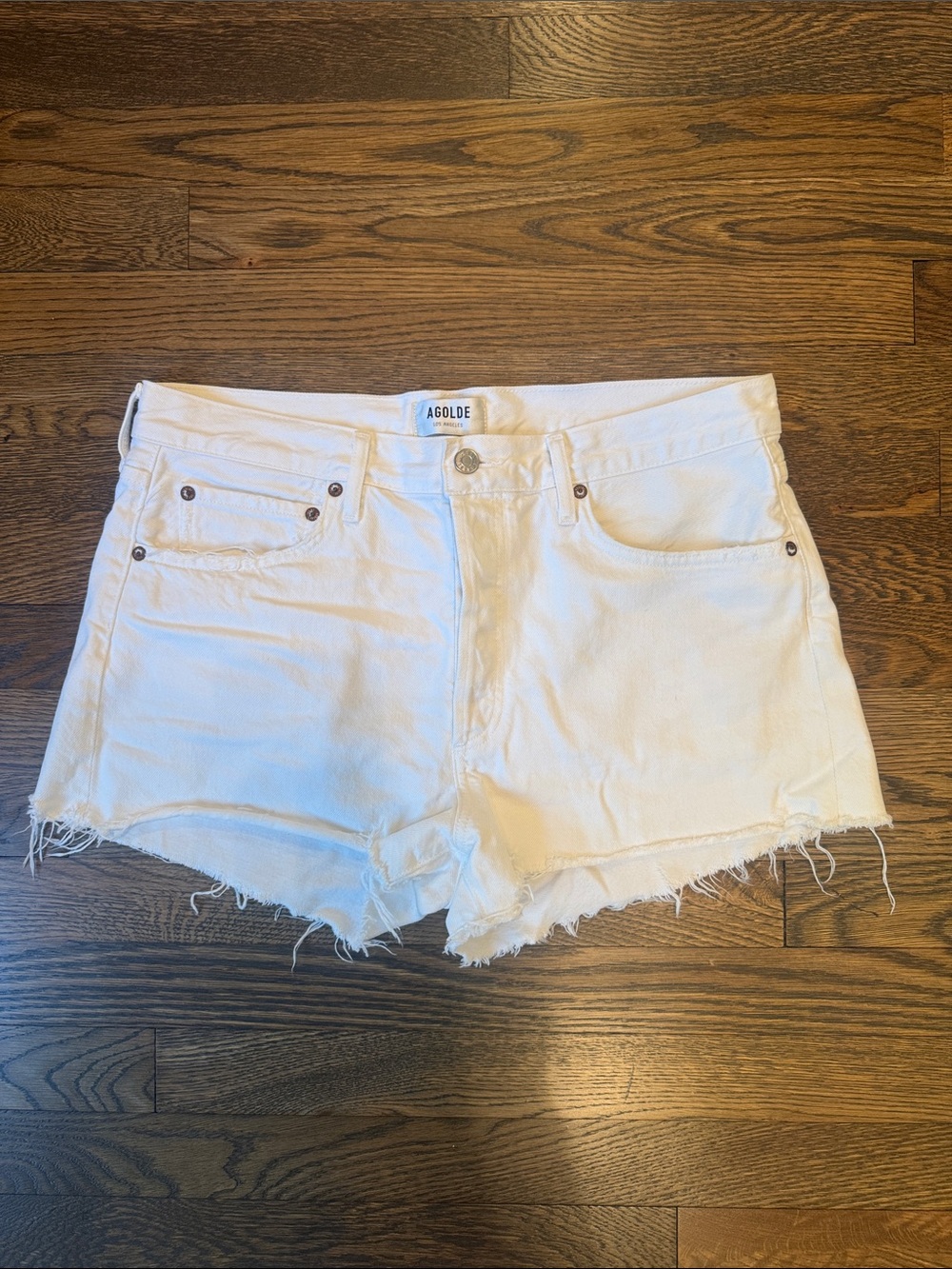 Agolde Parker High-Rise Raw Hem Denim Shorts